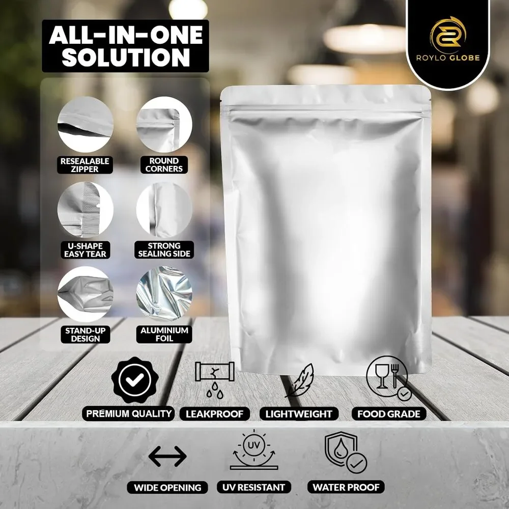 160 Mylar Bags, 160 Oxygen Absorbers-196 Labels, 4 Sizes Smell Proof, Resealable